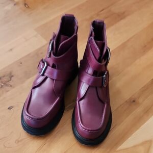 Stylish Purple Ankle Boots with Buckle